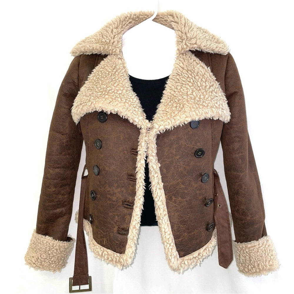 Sherpa Faux Leather Bomber Moto Jacket